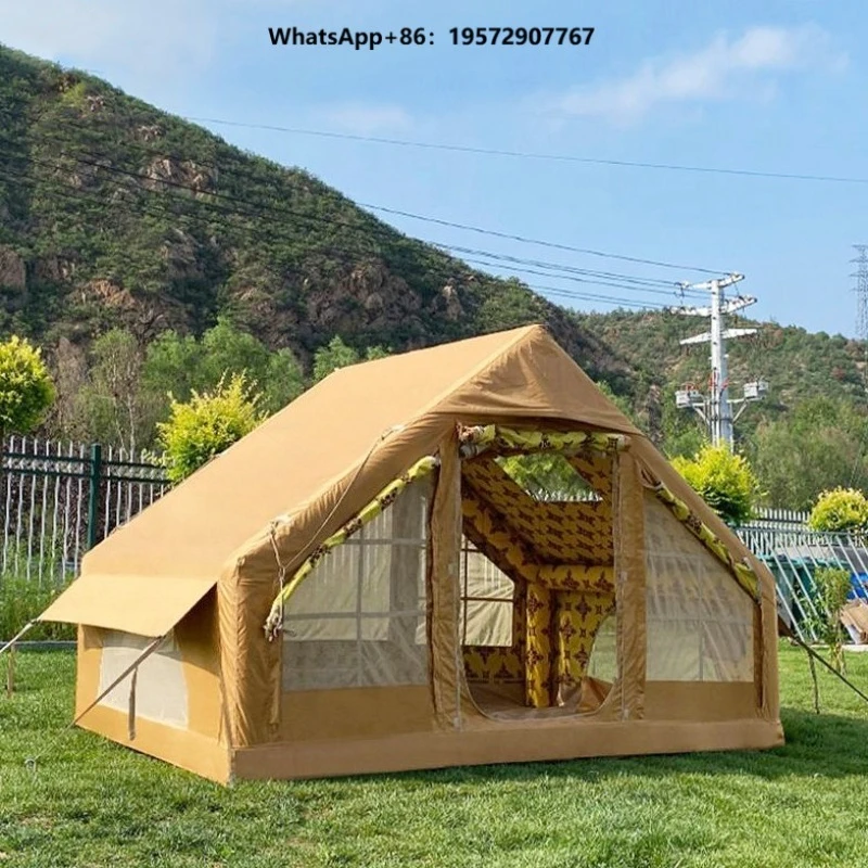 Outdoor Inflatable Camping Tent Waterproof Cotton Fabric Four-Season UV-Resistant Quick Automatic Opening Large Size
