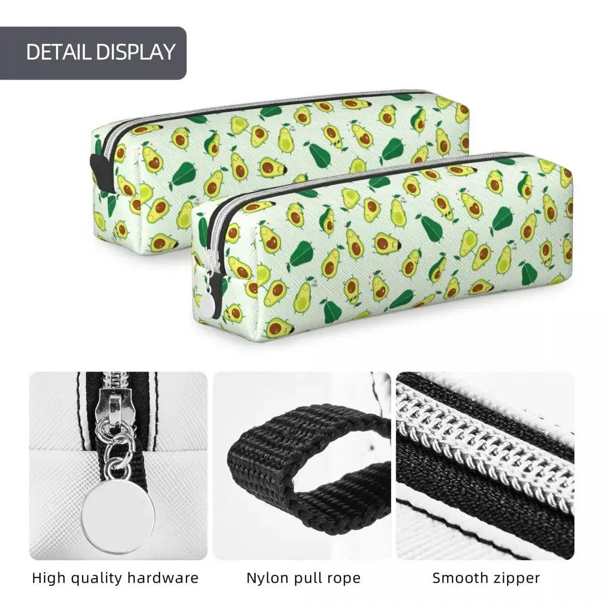 Cute  Green Avocado Pencil Cases Avocados Lover Pencilcases Pen Box Kids Big Capacity Bag Students School Zipper Stationery