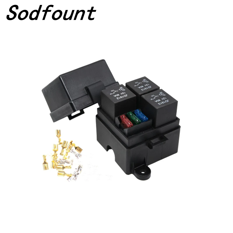 Soporte de fusible de 3 vías para coche y camión, circuito estándar ATO, soporte de relé de cuchilla de 12V 40A
