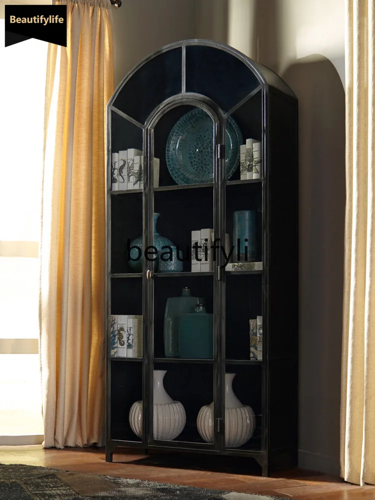 

B73 French Style Solid Wood Arch American Retro Side Cabinet Nordic Light Luxury Storage Cabinet Modern Minimalist