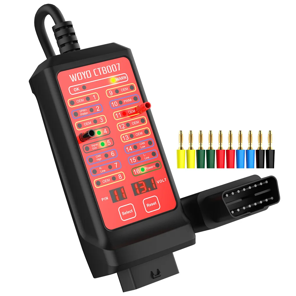 WOYO CAN Tester Vehicle Diagnosis On-Board Diagnostics OBD 16 Pin Break Out Box Detection CAN Bus Circuit Tester 12V 24V