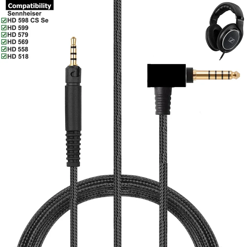 

Сбалансированный сменный нейлоновый плетеный кабель-удлинитель 4,4 мм 2,5 мм для наушников Sennheiser HD 518 558 569 579 599 598 CS Se