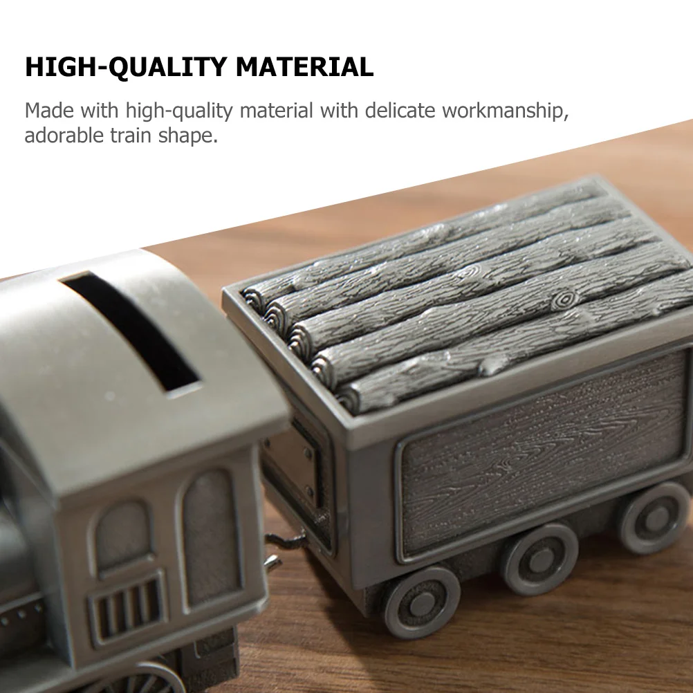 기차 모양의 나무 저금통 어린이용 돈 상자 동전 보관함, 책상 장식품, 독특한 홈 데코, 저금통, 어린이용