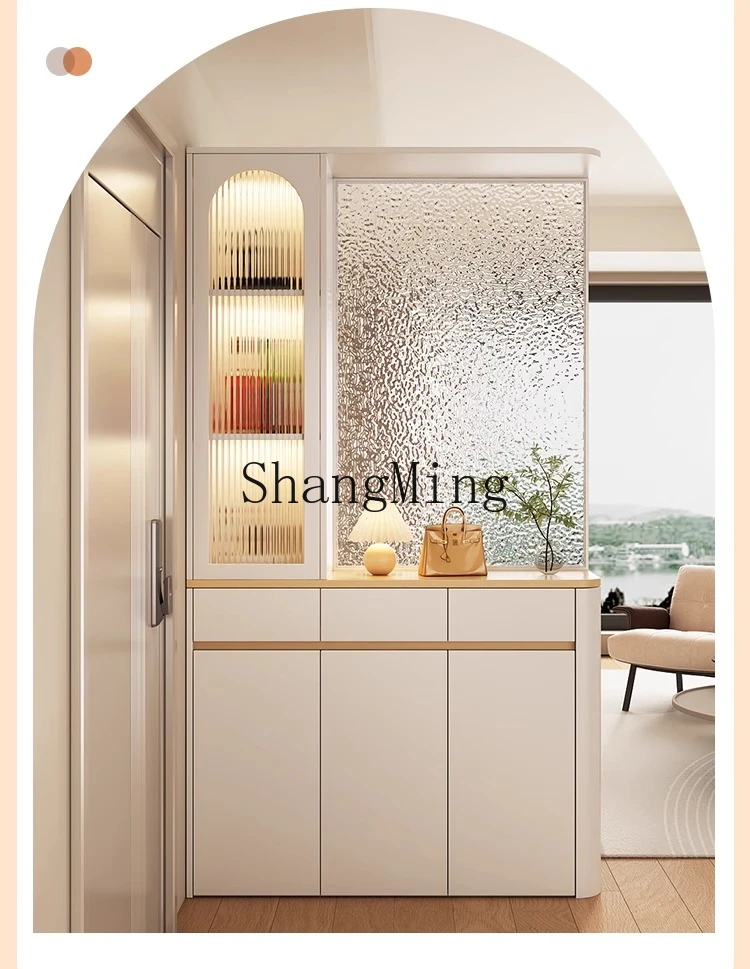 

HJ cream screen partition porch shoe cabinet integrated entrance front door living room sofa side shelf