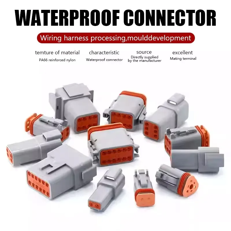 

5/10/100 Sets Deutsch DT Series Waterproof Connector DT04-2P DT06-2S Male Female Docking Harness Plug 2P 3P 4P 6P 8P 12P Socket