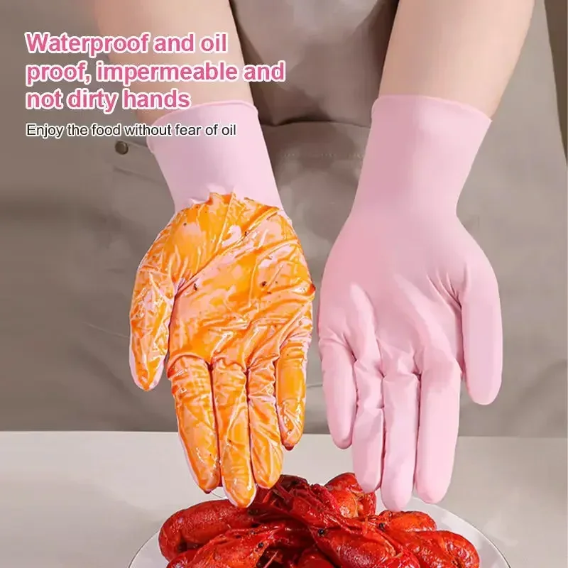 Disposable Black Nitrile Gloves Latex Free Waterproof Kitchen Gloves Durable Suitable for Food Processing Beauty SalonFamily