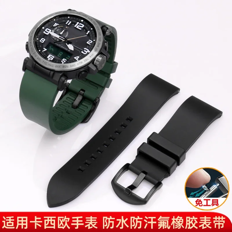 Rubber Silicone Watch Band for Casio PRG-600YB PRG-650 PRW-6600 Men Watch Accessory 24mm Watch Strap