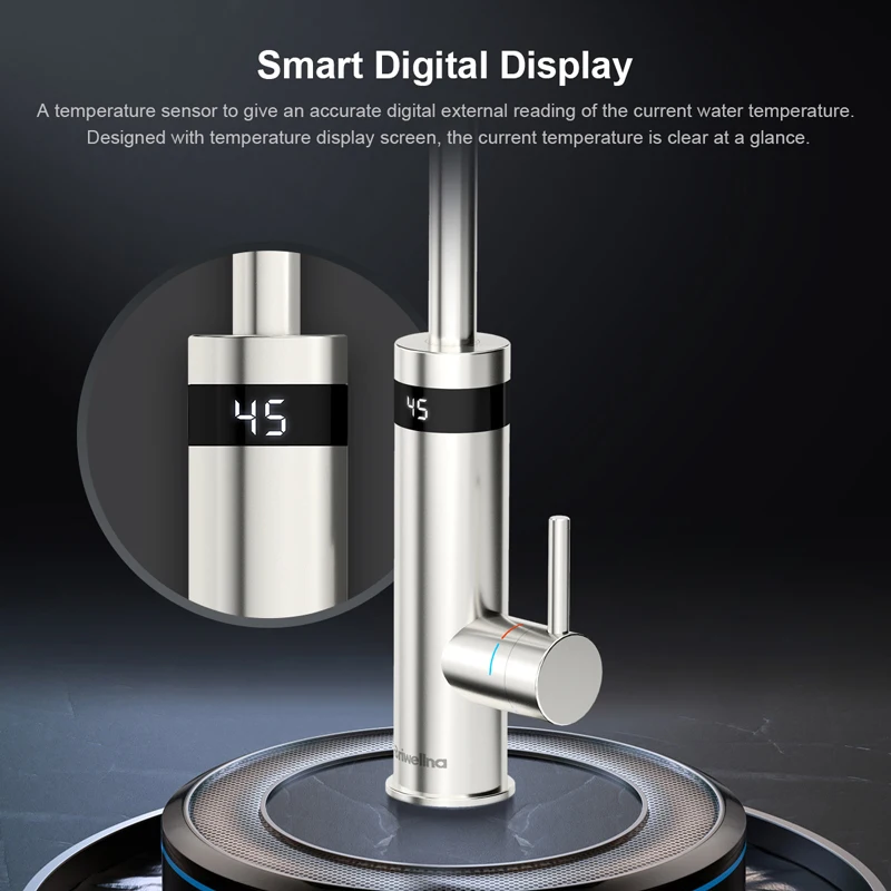 Briwellna-grifo de agua caliente instantáneo, grifo eléctrico gris de bronce para cocina, calentador de flujo de 220V, calentador de agua eléctrico