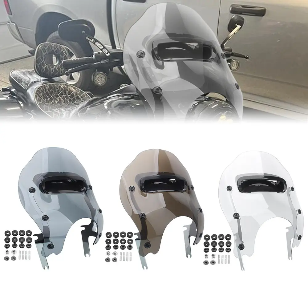 With Hardware Kit Windscreen Wind Deflectors Compatible With Harley Davidson Road King 1994-2025 Chrome Bracket Tea/Somked/Clear