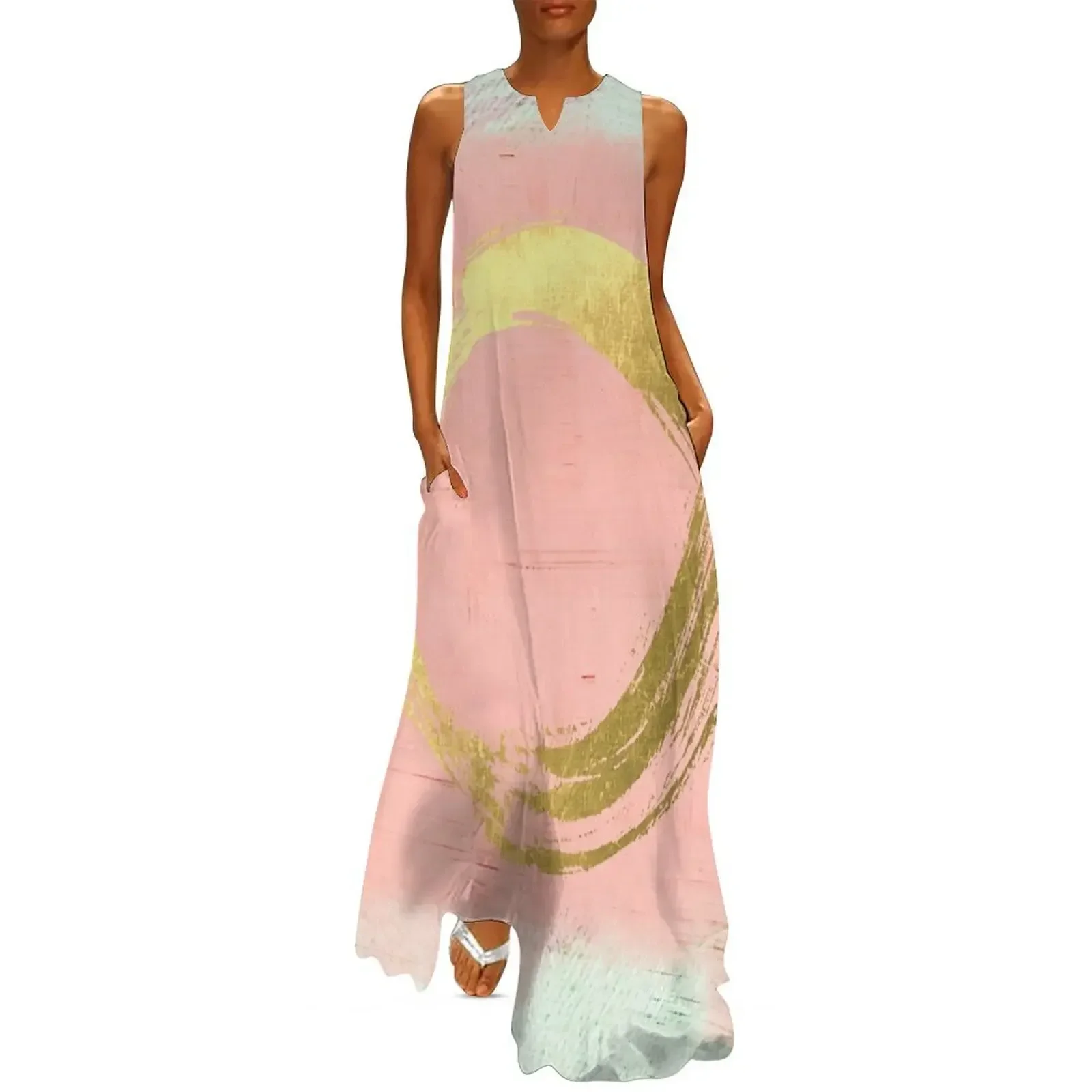 

Abstract Pink and Gold Long Dress Dress women clothes Dress for pregnant women