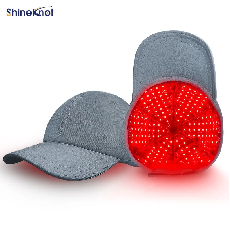 

SHINEKNOT 180-LEDs Red Light Hair Growth Cap 940nm Infrared Pulses 5 Temperature Settings Infrared Therapy Cap Gray Baseball Cap