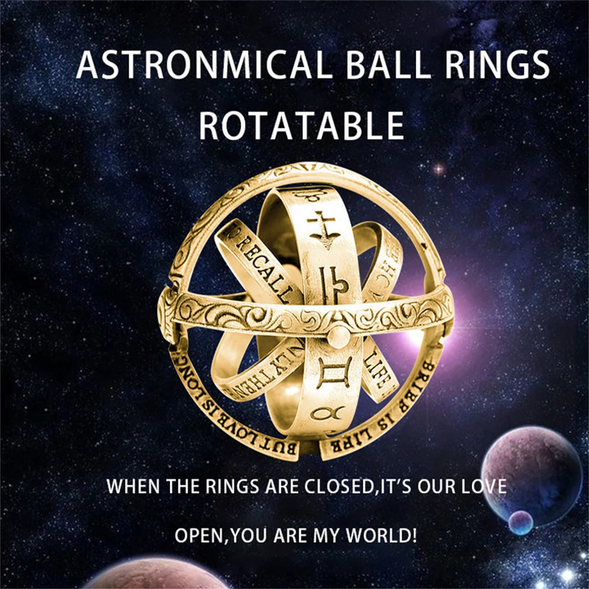 Unisex Creative Cosmic Rotating Ring, Vintage Design