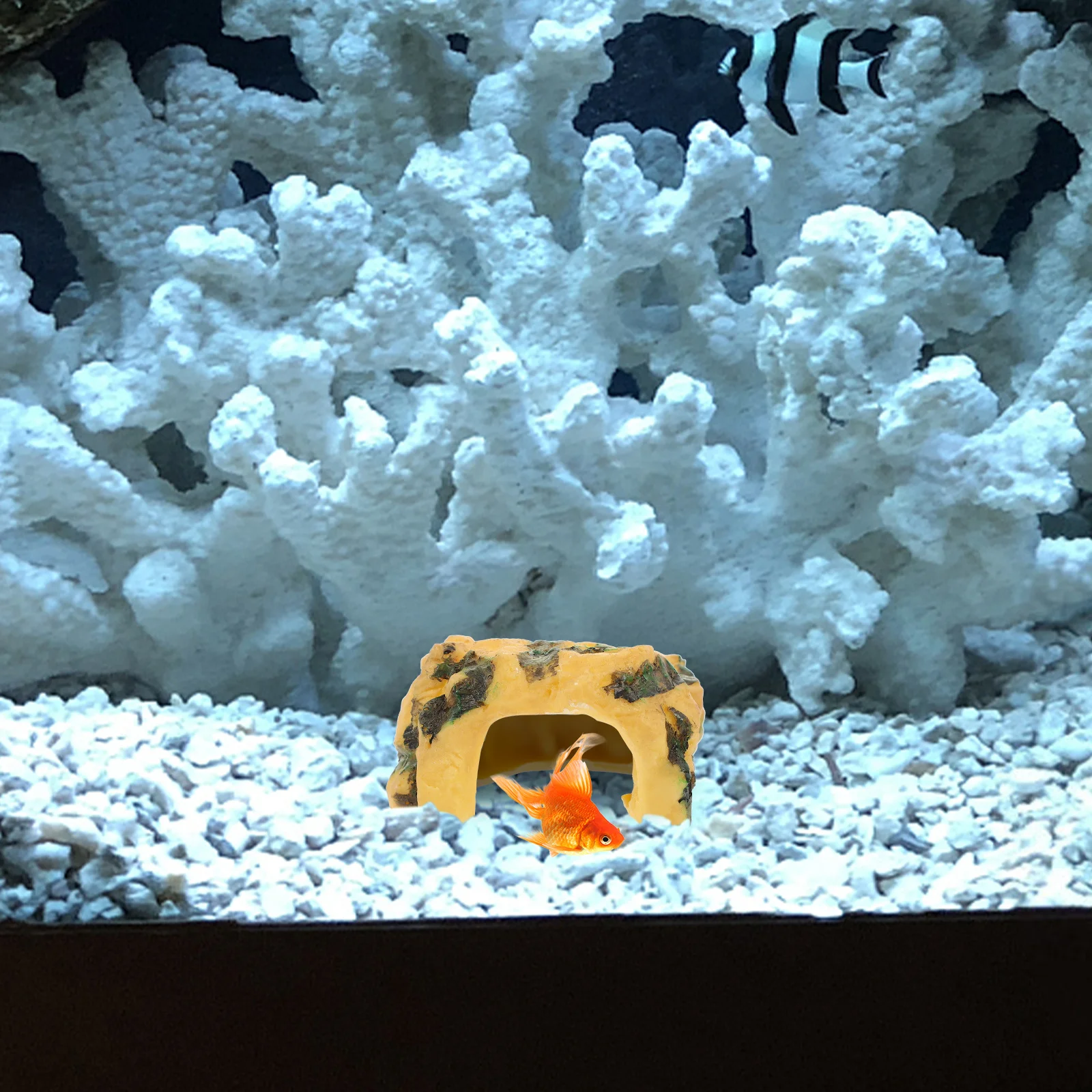 Artificial Climbing Cave Realistic Turtle Habitat Fish Tank Accessory Gecko Playing Platform Stable Characteristics