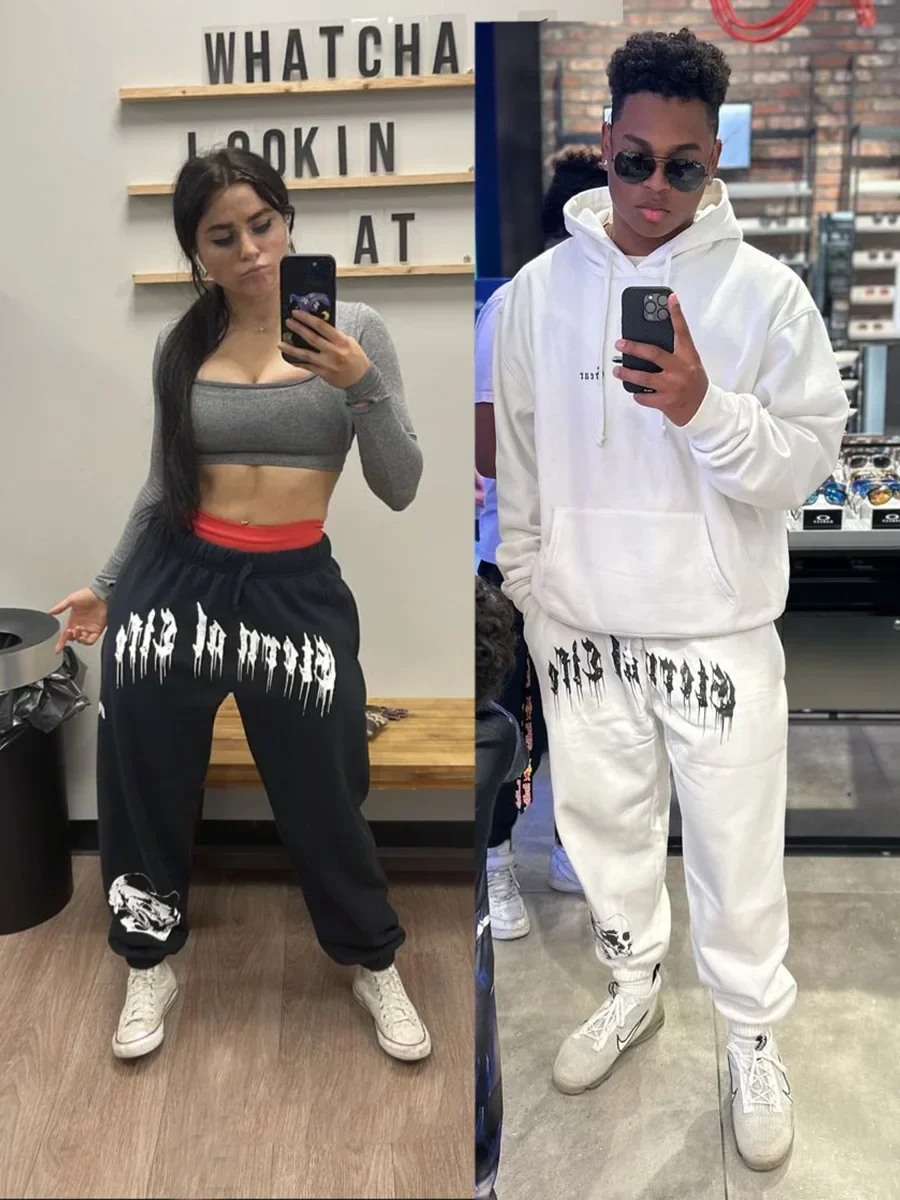 

Trendy printed European and American style autumn and winter sports pants, casual sports pants for men and women, street style