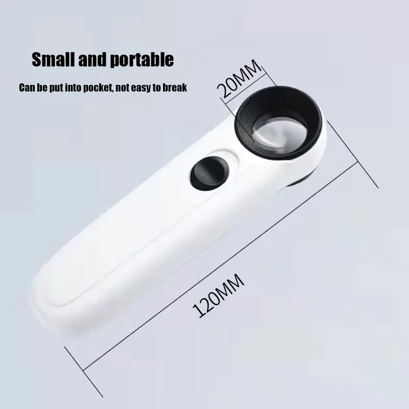 Handheldhigh-definition40x magnifying glass withLED light suitable for electronic repair， antique identification， iconic jewelry