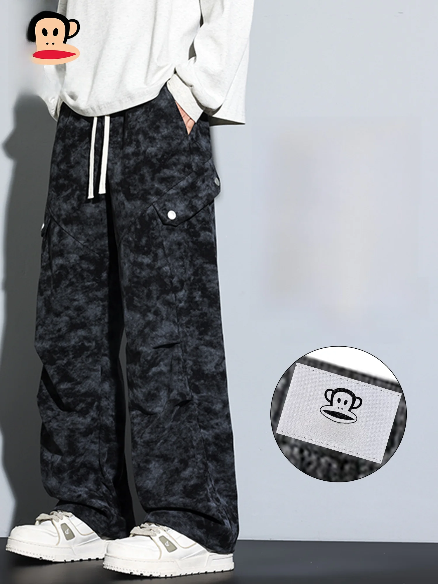 

Мужские повседневные брюки PaulFrank American Sle в стиле тай-дай с камуфляжным принтом, свободные прямые спортивные брюки для весны