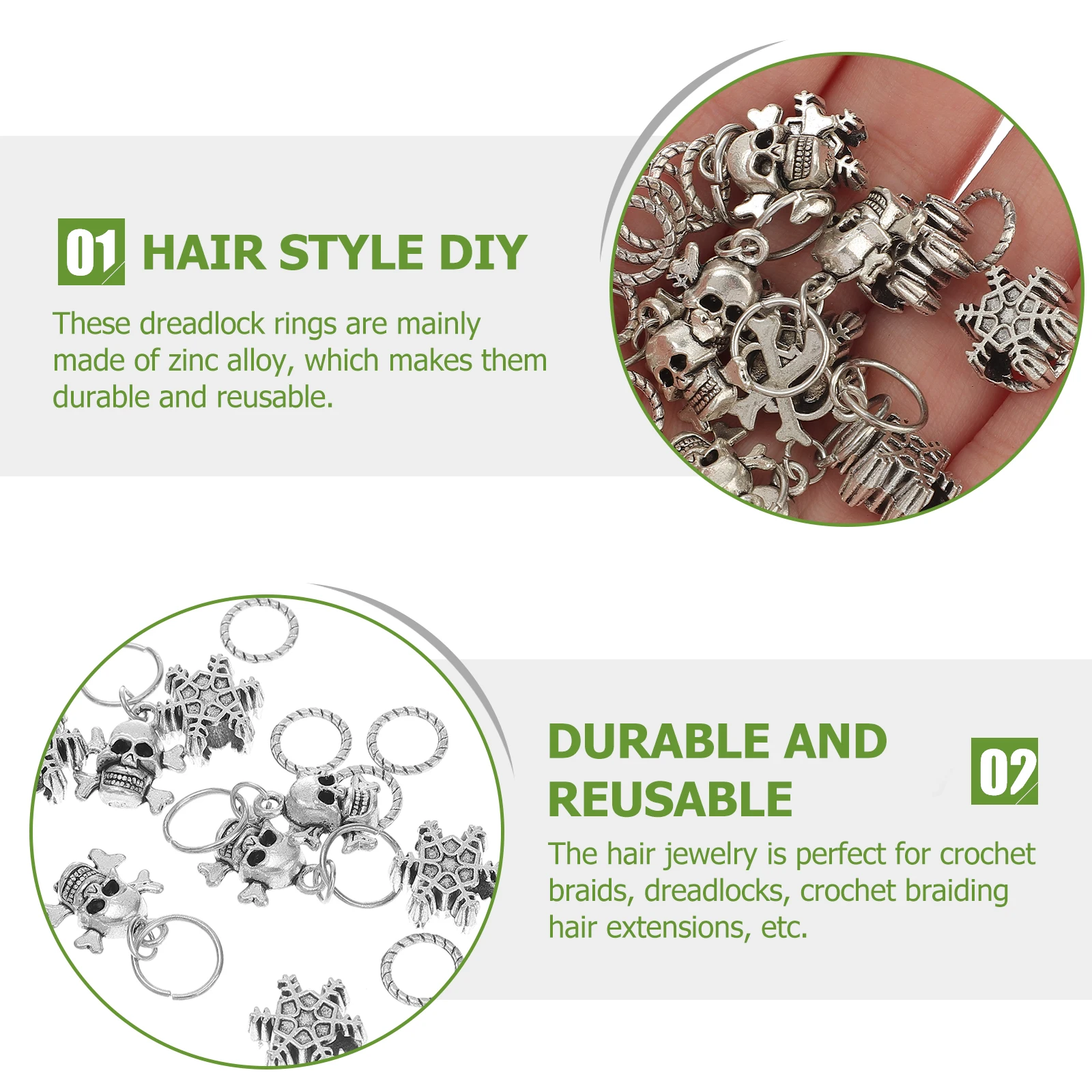 

70pcs Diy Dreadlock Hair Accessories Metal Hair Cuffs Braiding Rings Crochet Dreadlocks Jewelry Reusable Zinc Alloy Style Prom