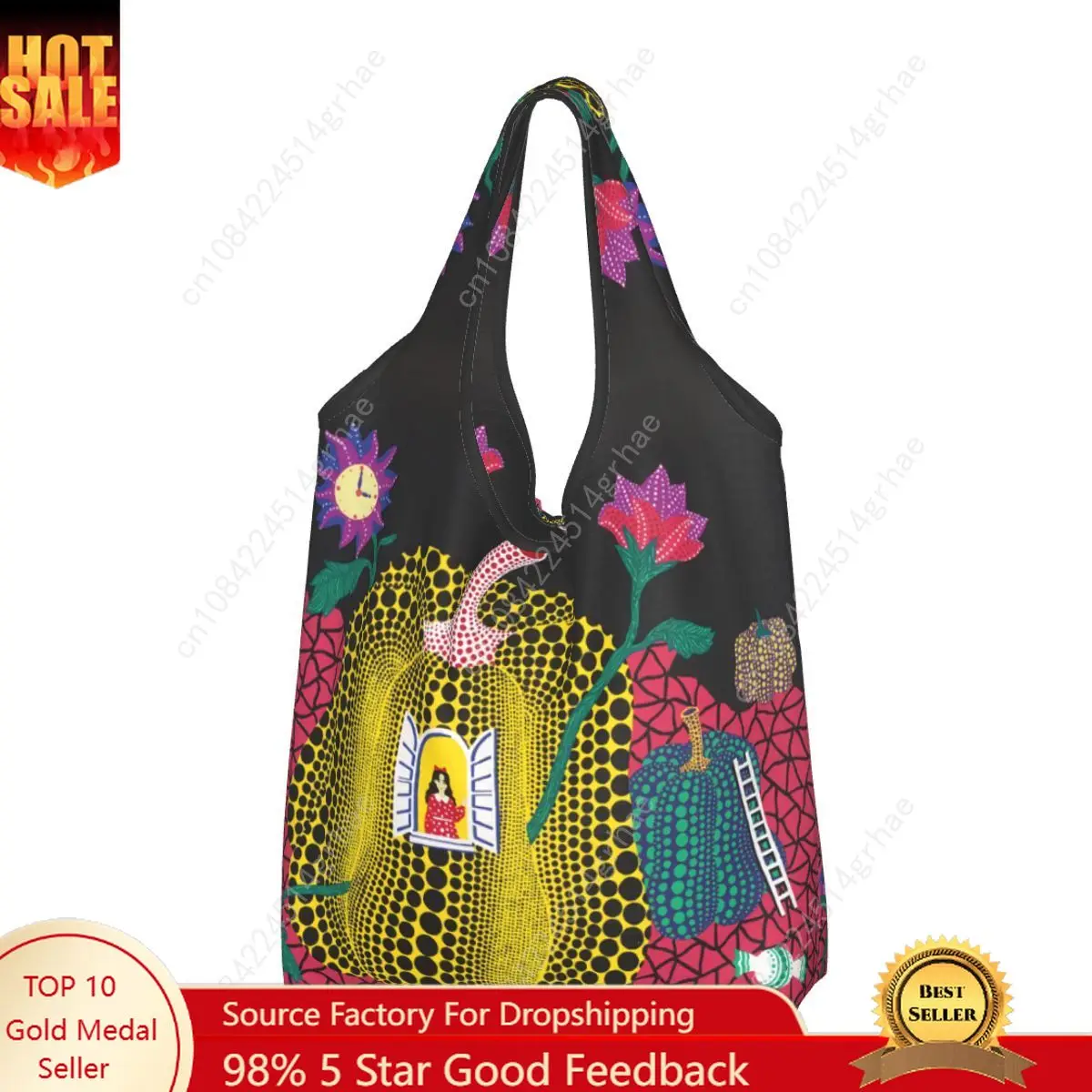 Tas Belanja Abstrak Kustom Yayoi Kusama, Tas Bahu Fashion Shopper, Tas Jinjing Kapasitas Besar, Tas Tangan Portabel