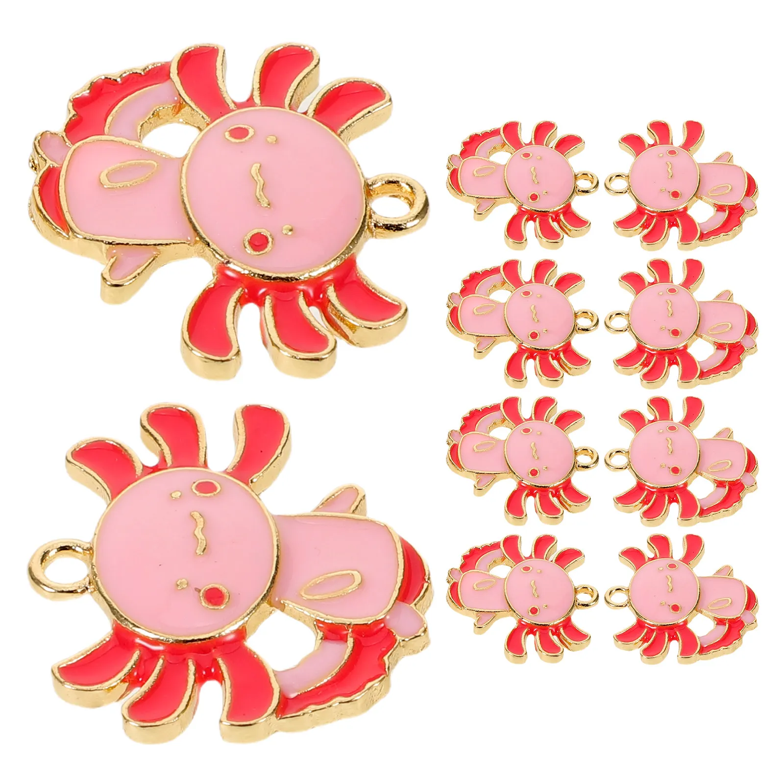 10Pcs Lightweight Alloy Axolotl Pendant Charms Enamel Finish for Jewelry Making DIY Necklace Bracelet Keychain Bag Craft Kawaii