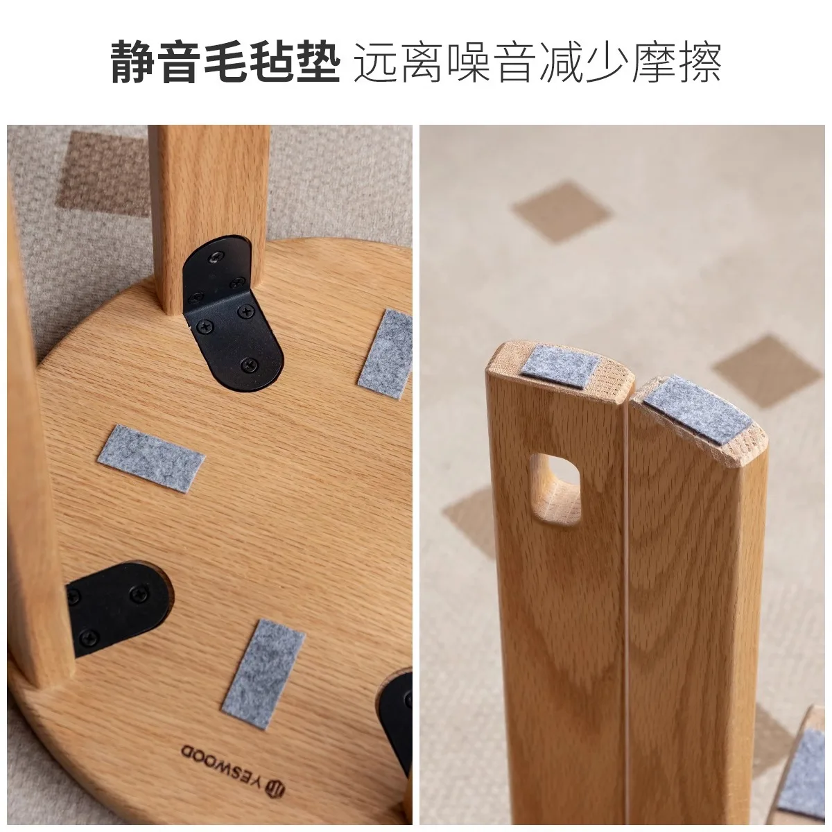 Solid wood stacking stool, restaurant home oak stacking music round stool combination