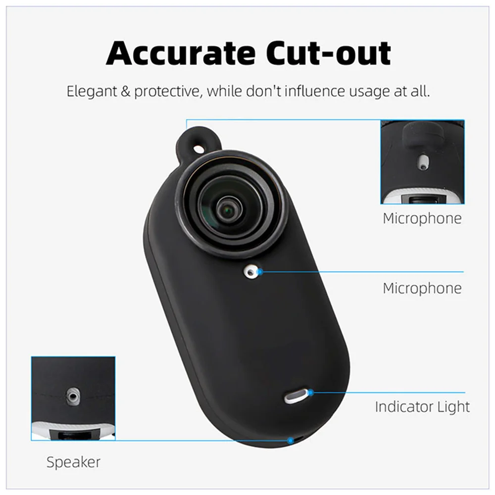 Funda de silicona para Insta360 GO 3S, funda protectora para lente de cámara de pulgar, cordón, accesorios de cámara