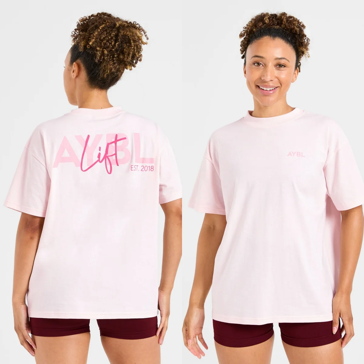 Pink Lift Oversized GYM Fitness Sports Brand Graphic Tee Cotton Men Women T-Shirt Loose Workout Top