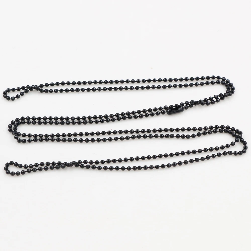 5pcs 1.5mm 2mm 2.4mm Black Plated  Ball Beads Chain Necklace Bead Connector 65cm(25.5 inch)