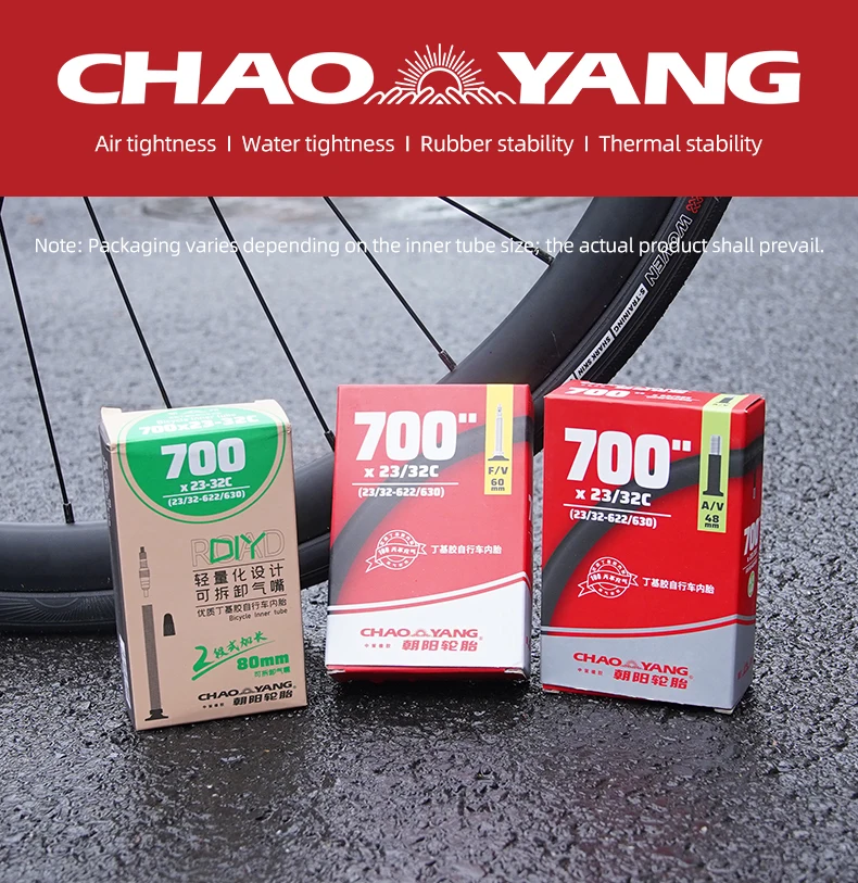 2er-Pack Chaoyang Rennrad-Schlauch 700C 23C 32C 37C mit Schrader- und Presta-Ventil – Fahrradschlauch für Rennräder, Fahrradteil – Detail 8