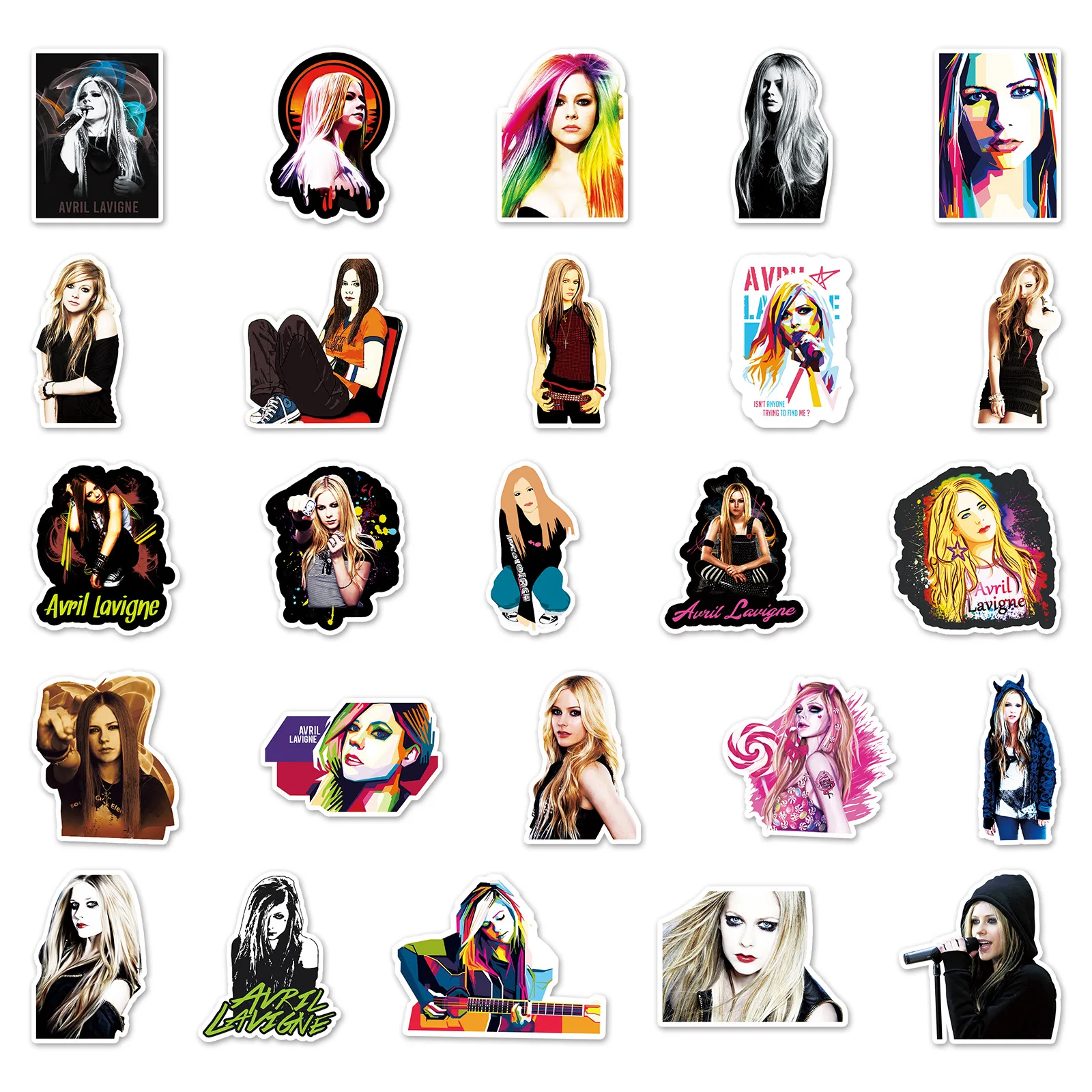 51PCS Singer Avril Lavigne Graffiti Stickers Decal Laptop Skateboard Bike Guitar Phone Car Cool Waterproof Sticker Kid Toy