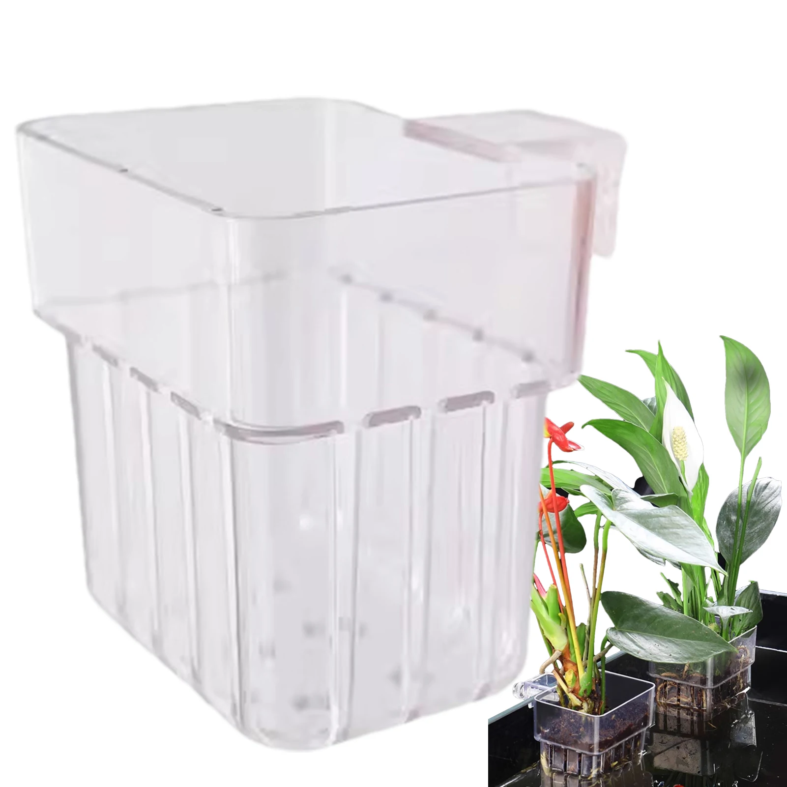 Aquarium Plant Holder Transparent Aquarium Decorations Plants Pot Aquatic Plants Holder Aquatic Plant Cup Fish Tank Planter