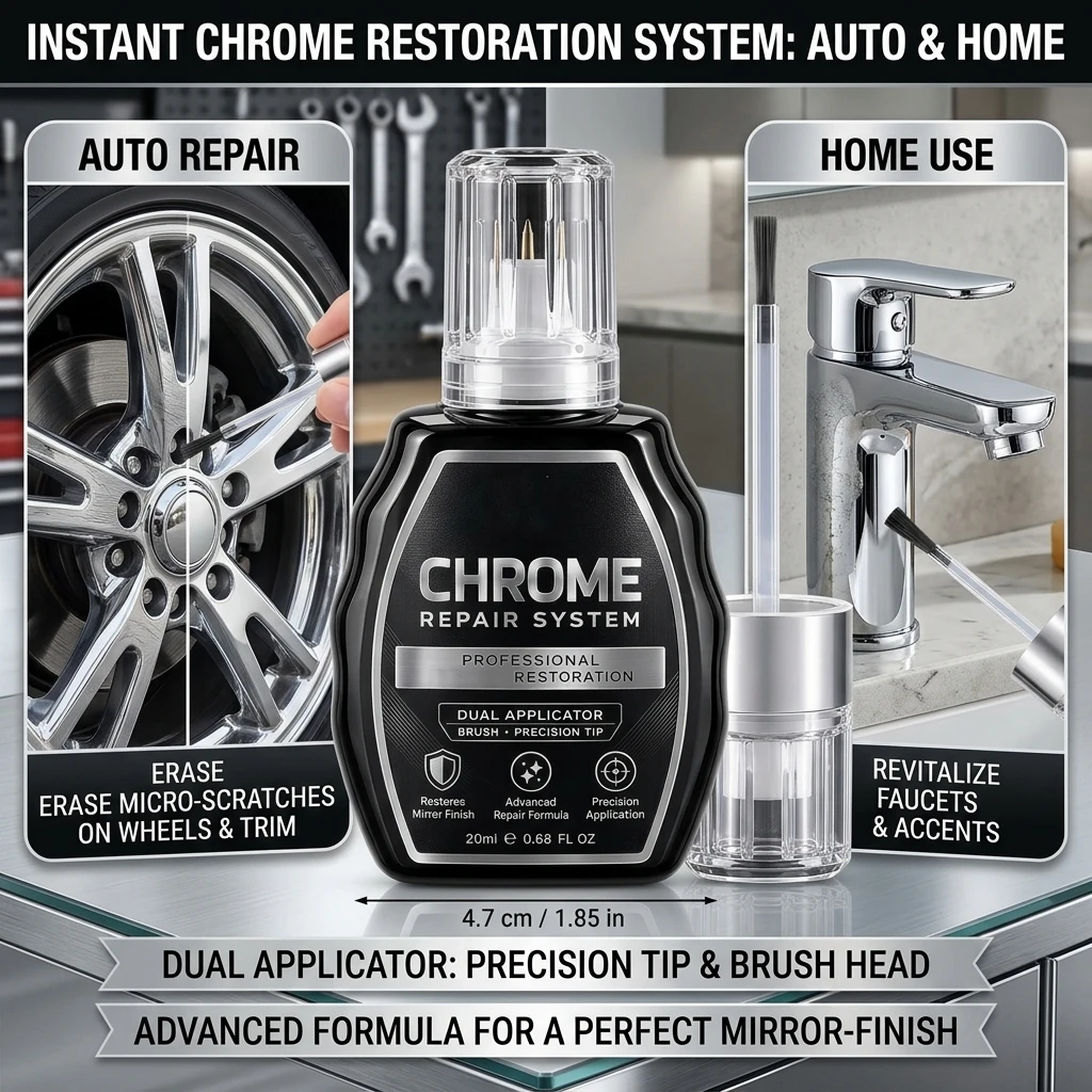 Chrome Repair Paint,Stainless Steel Hardware Scratch Repair Liquid Dual Head Integrated Metal Refurbishment Repair Paint Liquid
