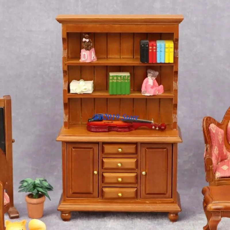 

Q0KB Miniature Dollhouses Sturdy Bookcase 1 12 Scale For Pretend Playing
