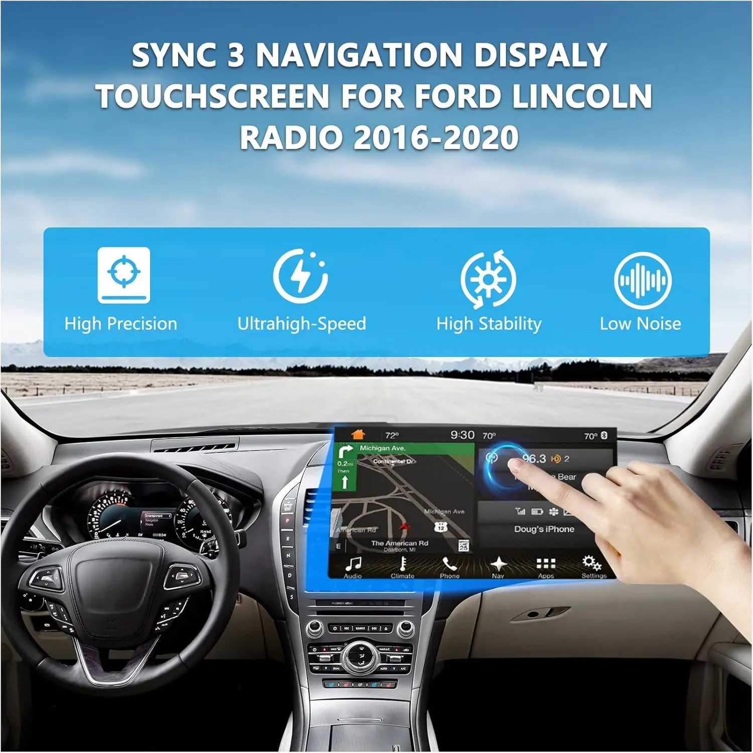 8' Sync 3 Radio Navigation Touchscreen Display für Ford Lincoln Radio 2016-2020 GL3T-18B955-SB