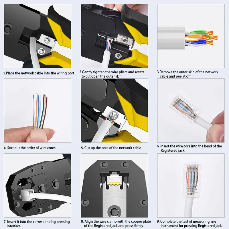 RJ45 RJ11 RJ12 Portable multitool crimper network Hardware wire stripper knife cable cutters crimping pliers hand tools D5203