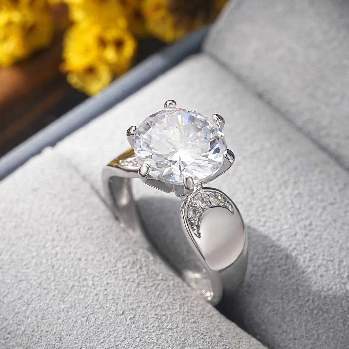 Big Promotion Female Rings Solid 925 Sterling Silver Round Zircon Rings for Wedding Engagement Rings for Lovers Jewelry Gift
