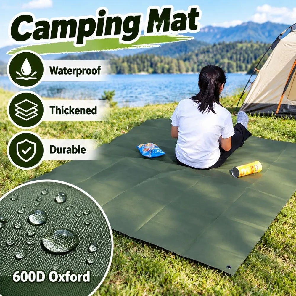 Large Size Waterproof Camping Mat 600D Oxford Moisture-Proof Picnic Mat Heavy-Duty Thickened Tent Mat Outdoor
