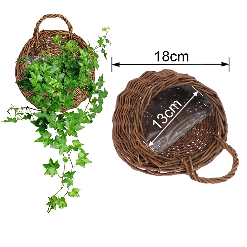 Wicker Woven Hanging Basket Wall Hanging Planter Flower Wicker Basket Handmade Rattan Basket For Home Decor Garden Wedding