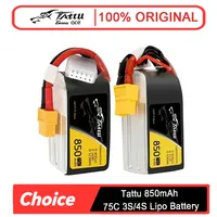 Gens Ace Tattu 3S/4S Lipo Battery - 850mAh 75C 11.1V/14.8V w/ XT60 Plug for RC FPV Racing Drones (150/180mm)