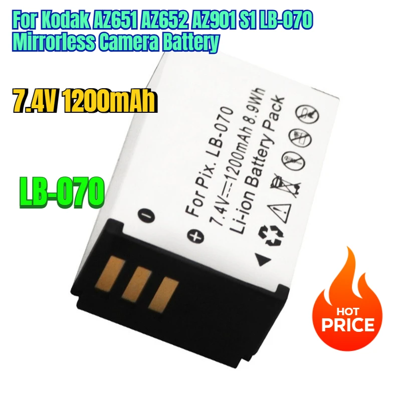 

7.4V 1200mAh for Kodak AZ651 AZ652 AZ901 S1 LB-070 Mirrorless Camera Battery