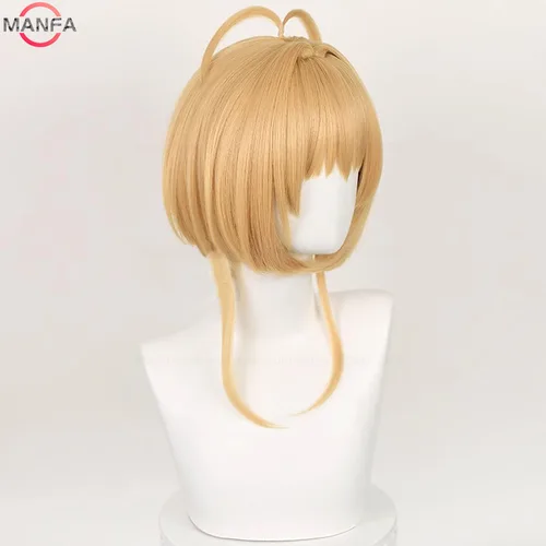 Imagen 2 del producto Peluca de Cosplay de Anime Sakura Kinomoto, peluca de Cosplay de 46cm, peluca corta de mujer y niña, pelo sintético resistente al calor