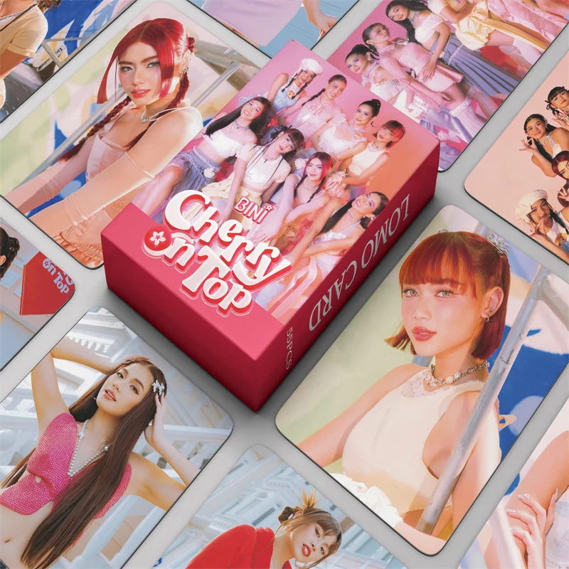 55pcs/set Kpop BINI Album Small Card CHERRY ON TOP LOMO Card STACEY SHEENA HD Photo Card Girl Gift Collection Card Postcard