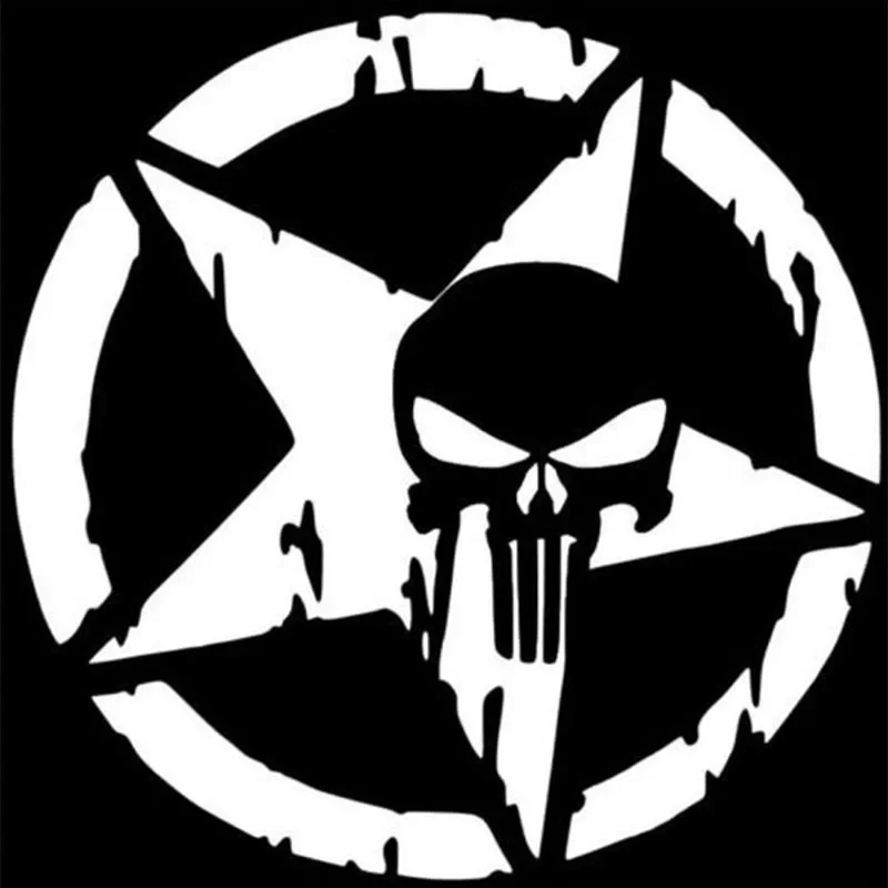 Punisher Star Skull Pentagram Sticker Car, Bike, Motorcycle, Laptop, Helmet, Surfboard, Hair Vinyl Decal