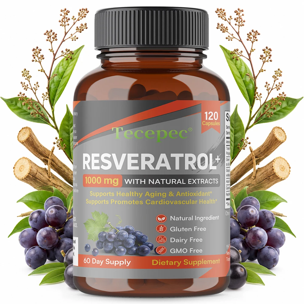 Resveratrol Capsules - Supports Healthy Aging & Antioxidant, Skin Support, Cardiovascular Health