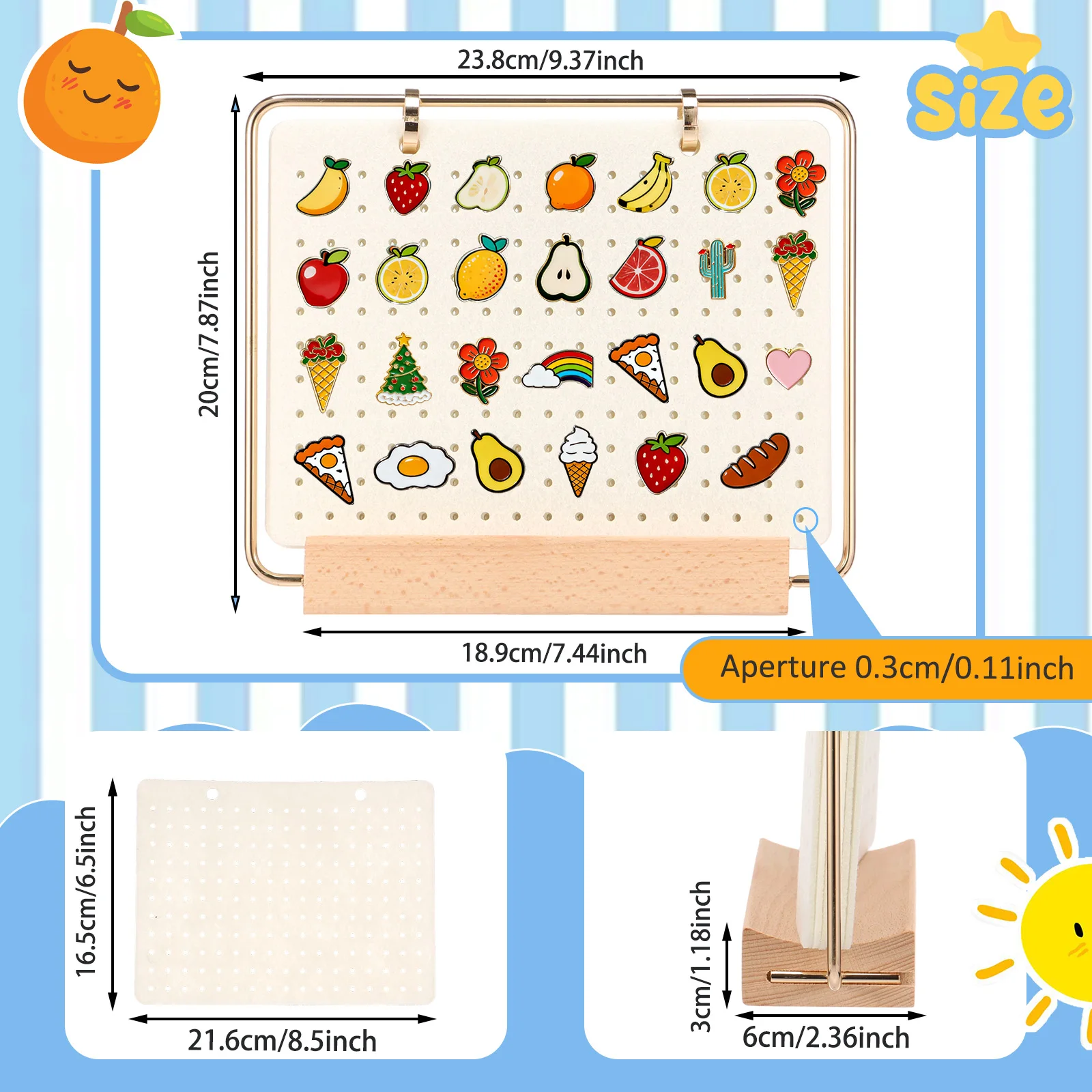 دبوس عرض المنظمون القرط مشبك شعر الوجه نمط تخزين حامل بروش شارة جمع التقويم حامل خشبي مع 6 صفحات