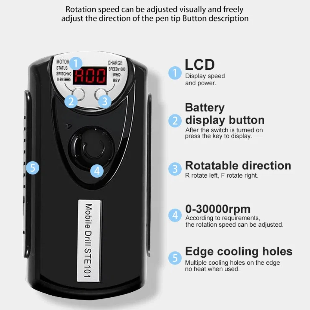 30000 U/min Nagel bohrmaschine mit LCD-Display wiederauf ladbarer Nagel meister für Maniküre tragbare Nagel bohrmaschine Nagel kunst