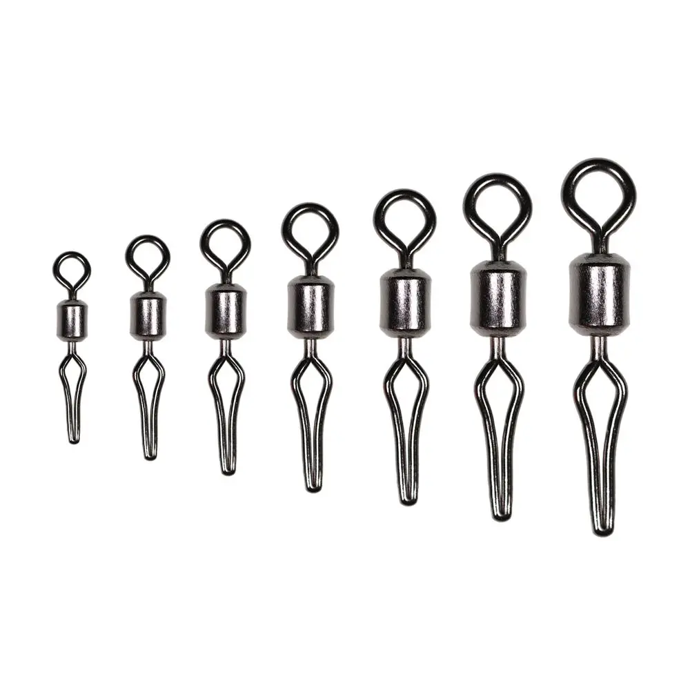 100Pcs Portable Stainless Steel Barrel Swivel Swivels With Side Line Clip Fishhooks And Crap Connector Fishing Hanging Snap