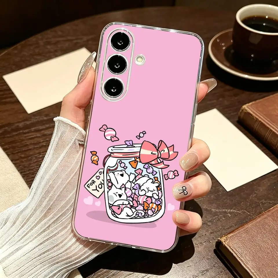 Funda transparente de silicona suave con conejo adorable para Samsung A10,12,20,21S,30,31,40,50,51,52,70,A71 4