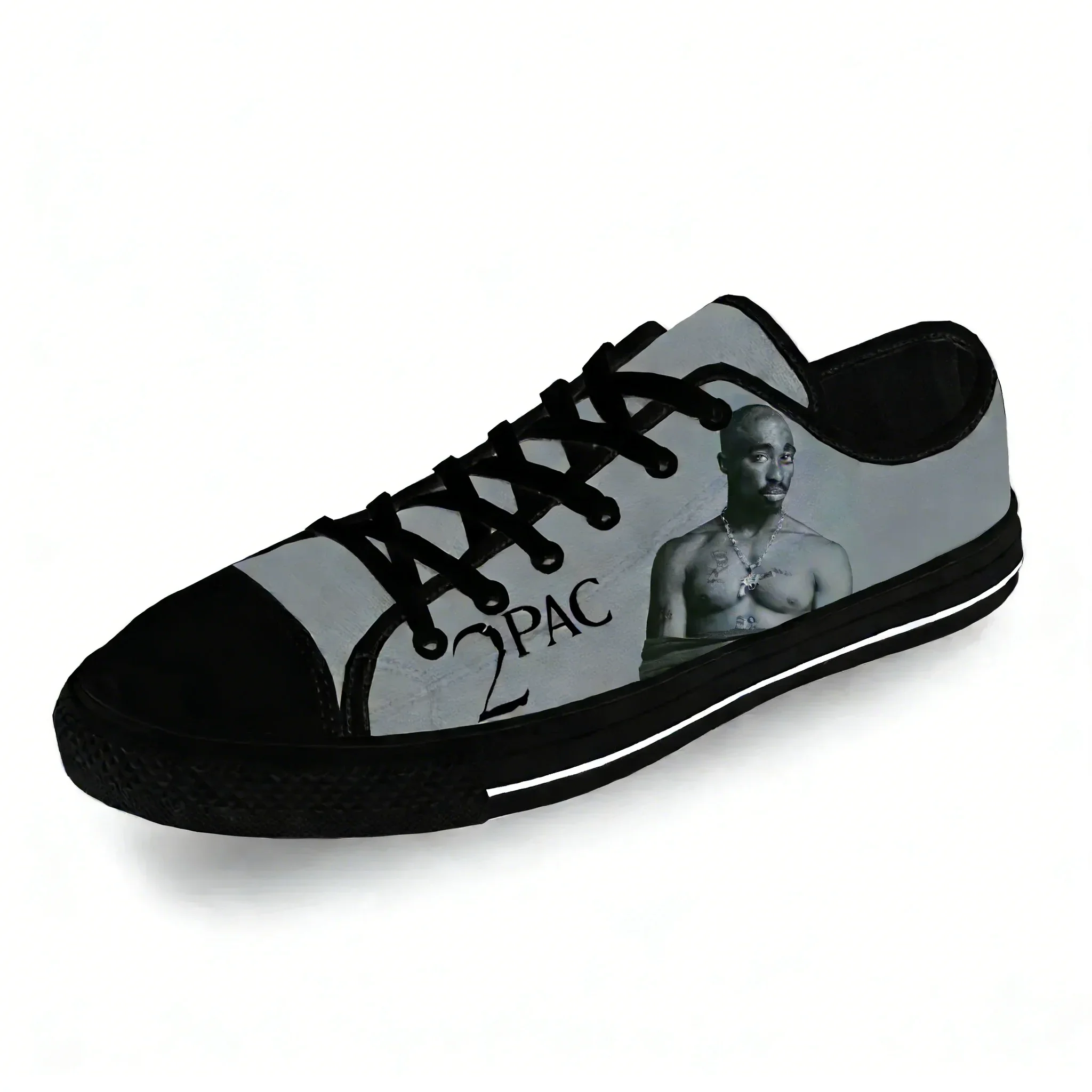 Rap 2pac Tupac Low Top Sneakers Mens Womens Teenager Casual Shoes Canvas Running Shoes 3D Print Breathable Lightweight shoe