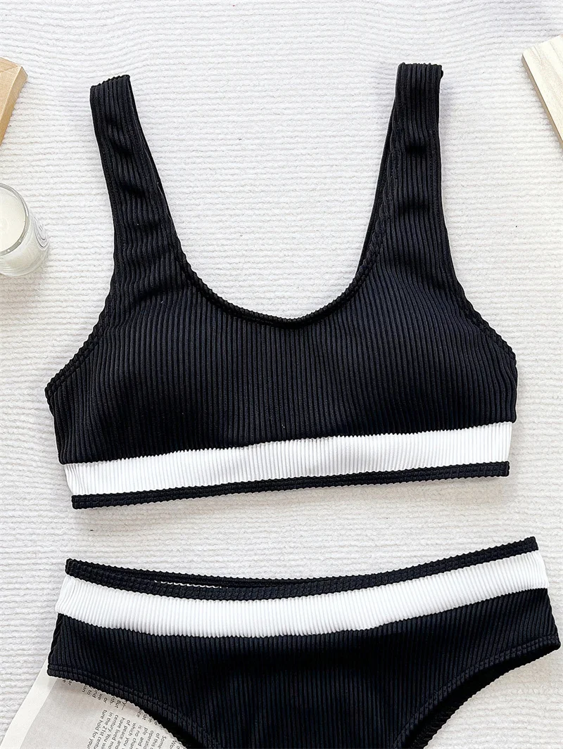 Para Praia Patchwork Bandeau zestaw bikini z wysokim stanem 2025 bandażowe stroje kąpielowe damski strój kąpielowy dwuczęściowy strój kąpielowy Biquini