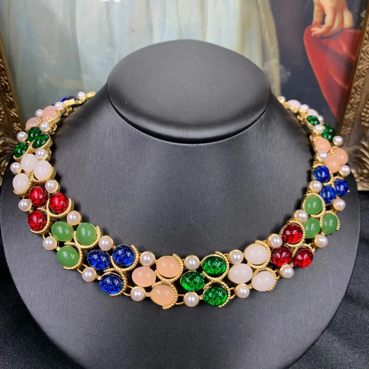 

Винтажное модное ожерелье в дворцовом стиле в стиле ретро, стеклянное ожерелье с ключицей